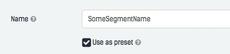 Use As Preset setting